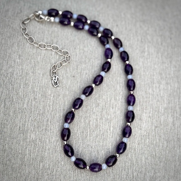 Carolyn Pollack Amethyst Beaded Necklace w/ Sterling Silver Extender - Picture 2 of 5